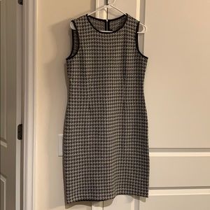 St John leather trimmed sheath dress, size 6